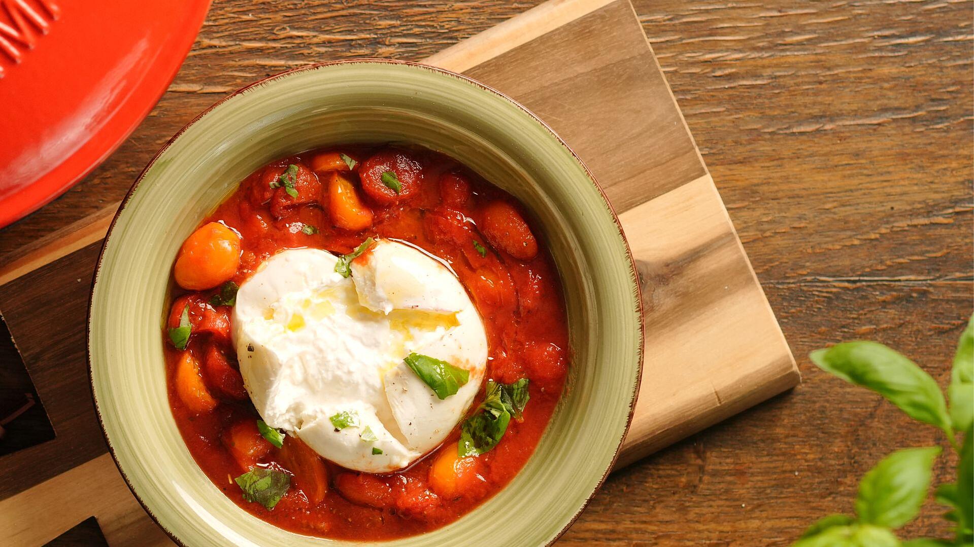 Warm Tomato Salad with Burrata