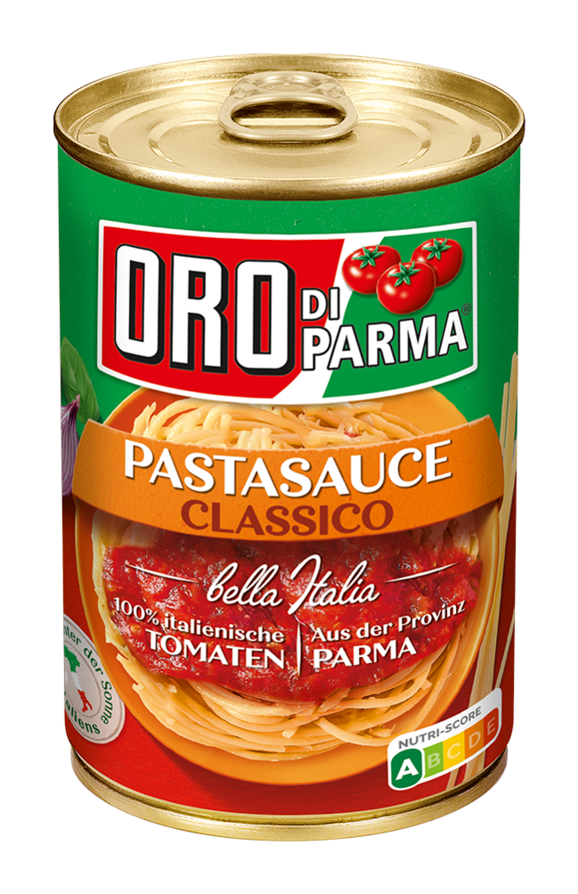 Pasta sauce classico from ORO di Parma in a 425ml can.