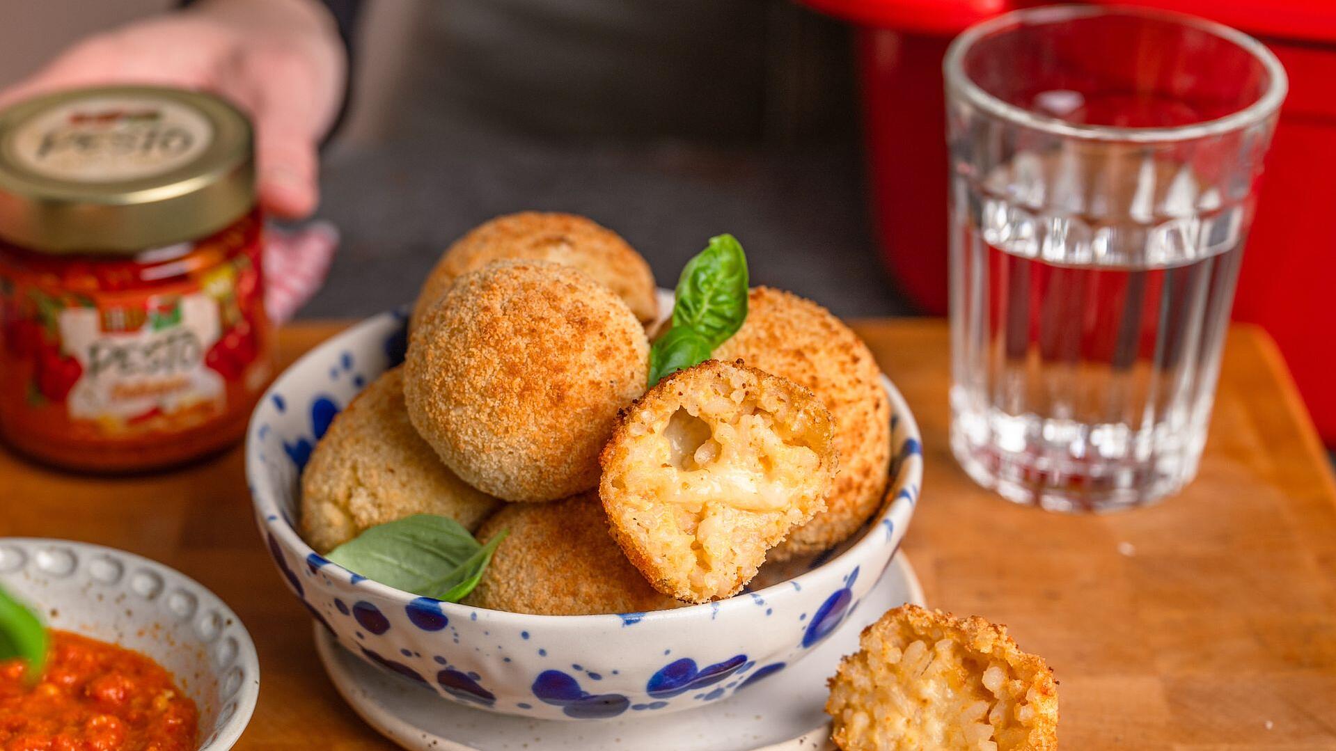 Pesto Arancini with Mozzarella