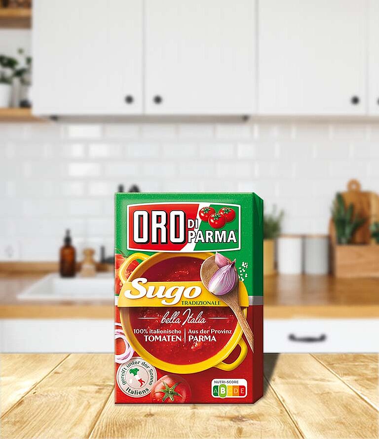 Sugo Tradizionale tomato sauce from ORO di Parma in a 400g Combibloc.