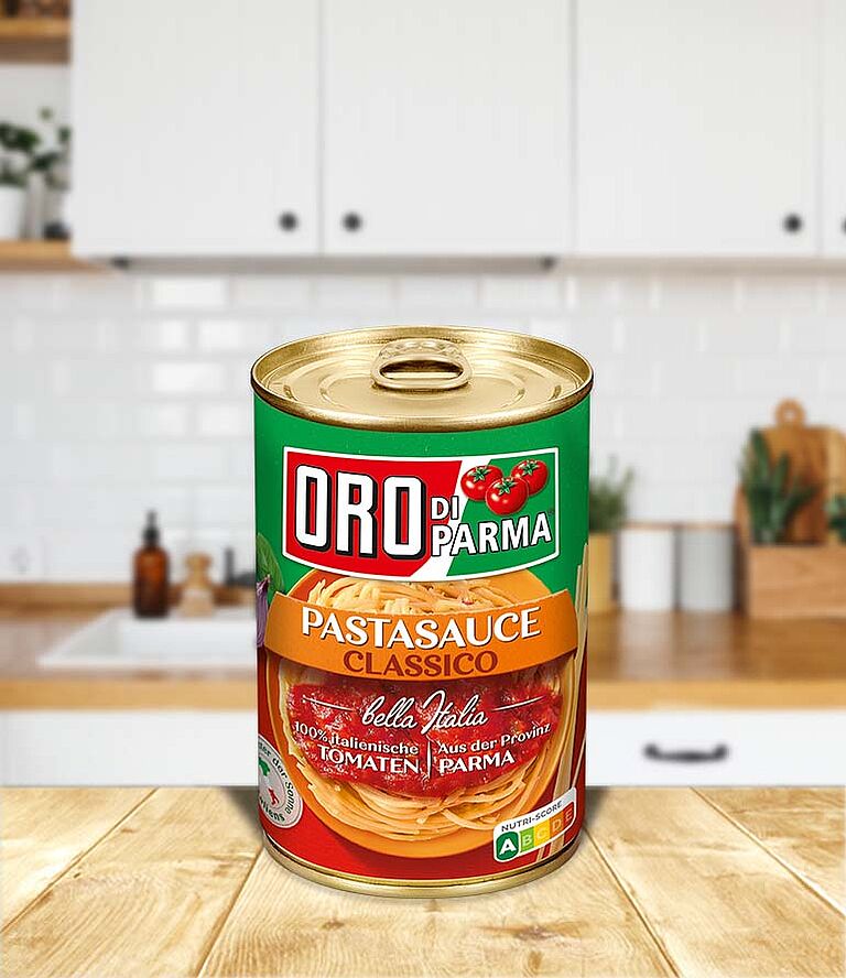 Pasta sauce classico from ORO di Parma in a 425ml can.